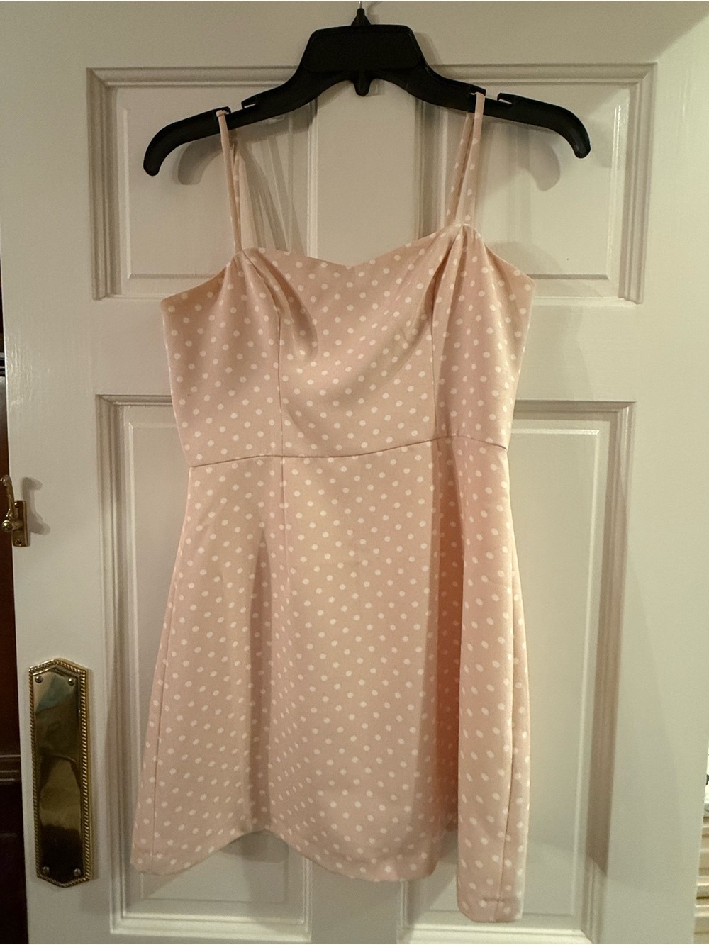 French Connection Blush Pink Polka Dot Spaghetti Strap Mini Dress size 4